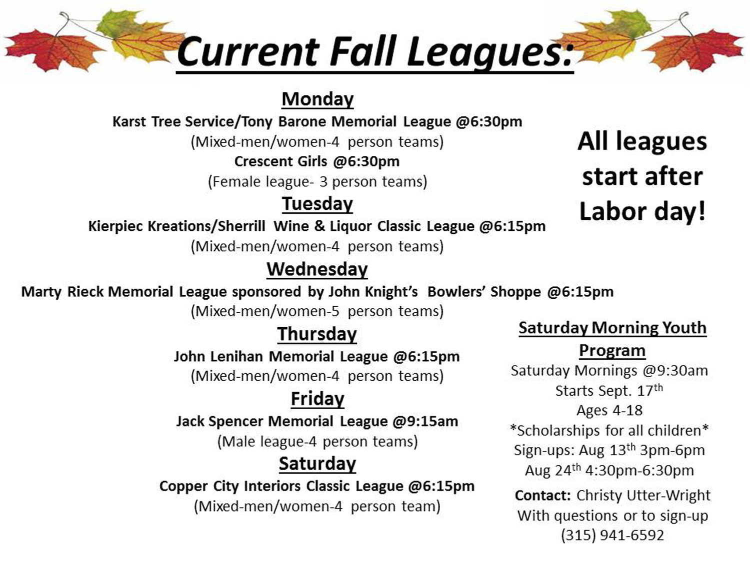 League Schedule - King Pin Lanes